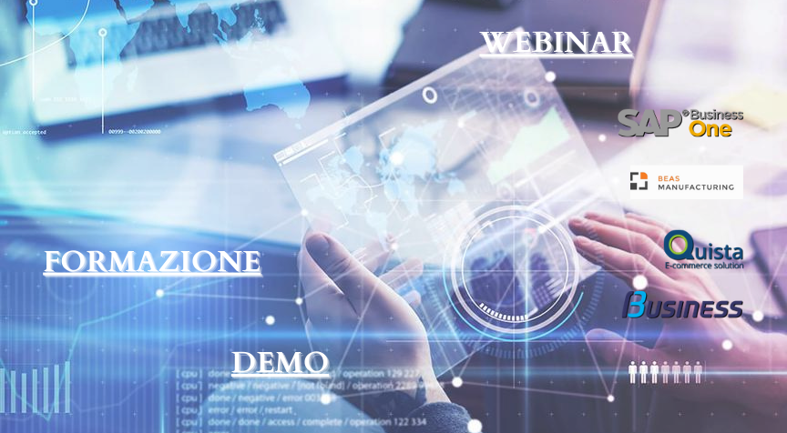 mano che tocca tablet per seguire webinar e demo gratuiti SAP, NTS Informata, ecommerce Quista